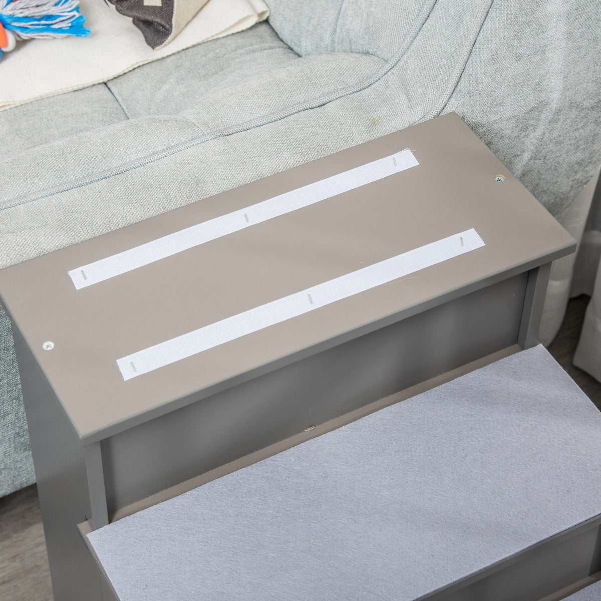 Lemmikin portaat 4 askelmaa, liukumaton lyhytnukka, 30 kg asti, 40 x 59 x 54,2 cm, harmaa