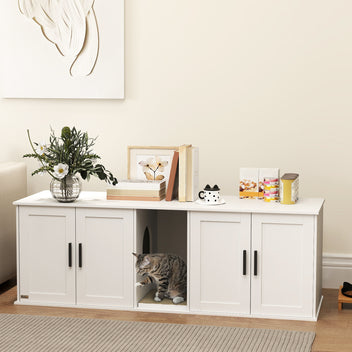 Leveä kissanvessakaappi kahdelle vessalle, 145 x 49 x 51 cm, valkoinen