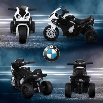 Lasten sähkömoottoripyörä BMW S1000RR 6V, musiikki ja ajovalo, 18–36 kk, musta
