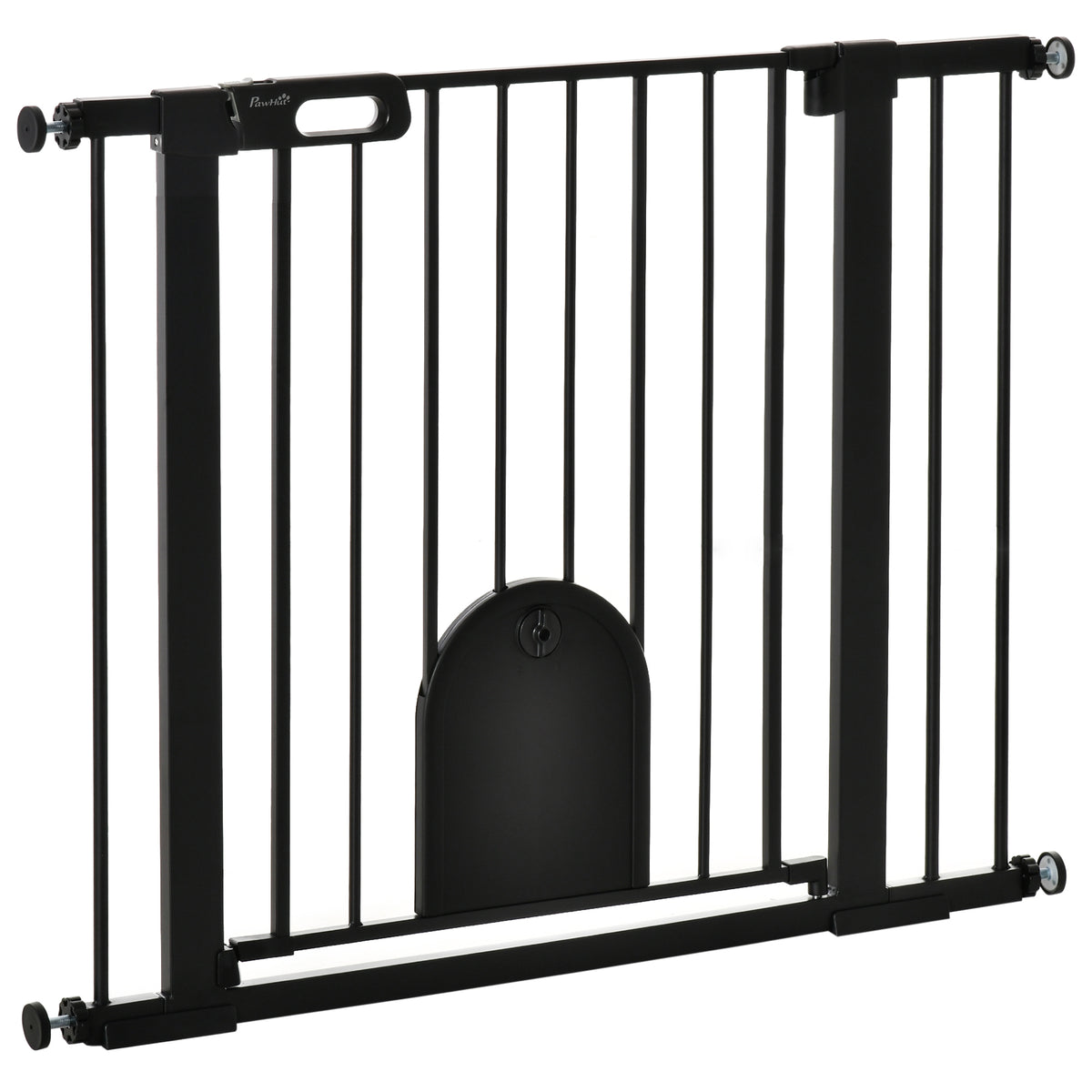 Koiraportti lemmikkiluukulla, kaksoislukitus, ilman porausta, leveys 75–103 cm, musta