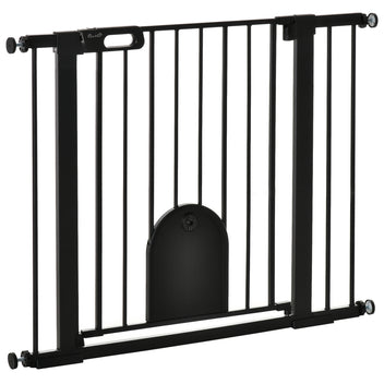 Koiraportti lemmikkiluukulla, kaksoislukitus, ilman porausta, leveys 75–103 cm, musta