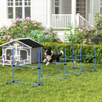 Koiran agility-esteet 4 kpl, korkeus säädettävä, kantolaukku, 99 x 65 x 94 cm, sininen