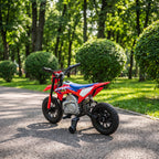 Lasten sähkömotocross Honda CRF 450R 12V litiumakulla, tukipyörät, takajousitus, punainen