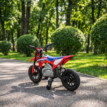 Lasten sähkömotocross Honda CRF 450R 12V litiumakulla, tukipyörät, takajousitus, punainen