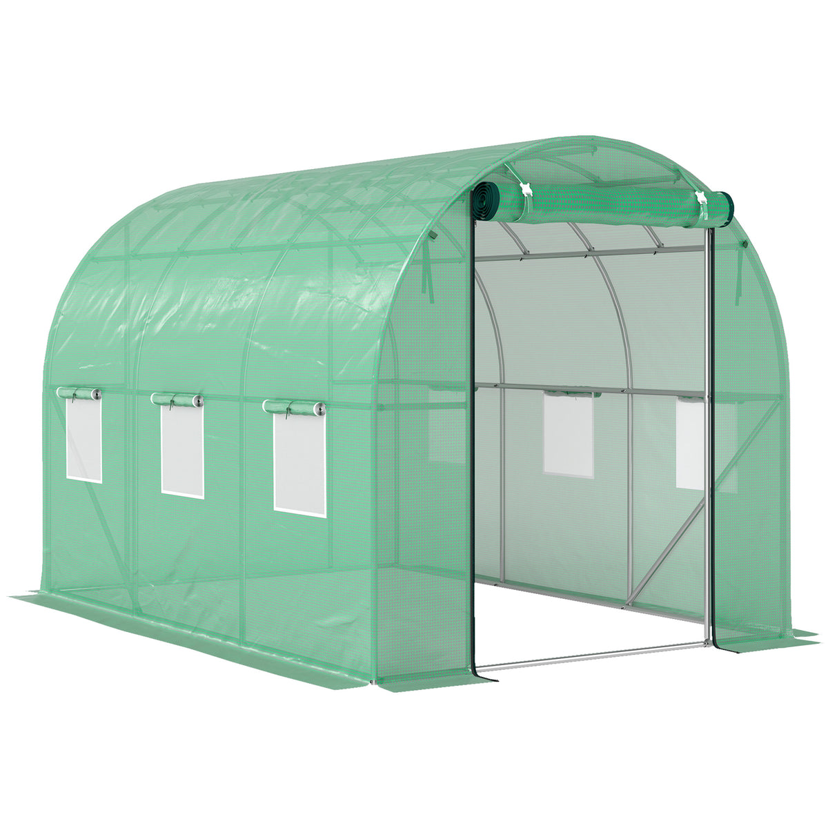Vahvistettu tunnelikasvihuone 170 g/m² katteella, 3 x 2 x 2 m, vihreä