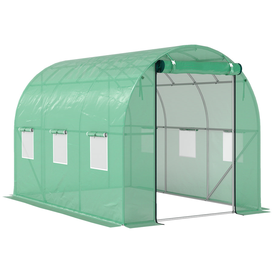 Vahvistettu tunnelikasvihuone 170 g/m² katteella, 3 x 2 x 2 m, vihreä