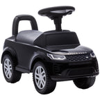 Lasten potkuauto Land Rover Discovery, äänitorvi ja moottoriäänet, säilytystila, 18–36 kk, musta