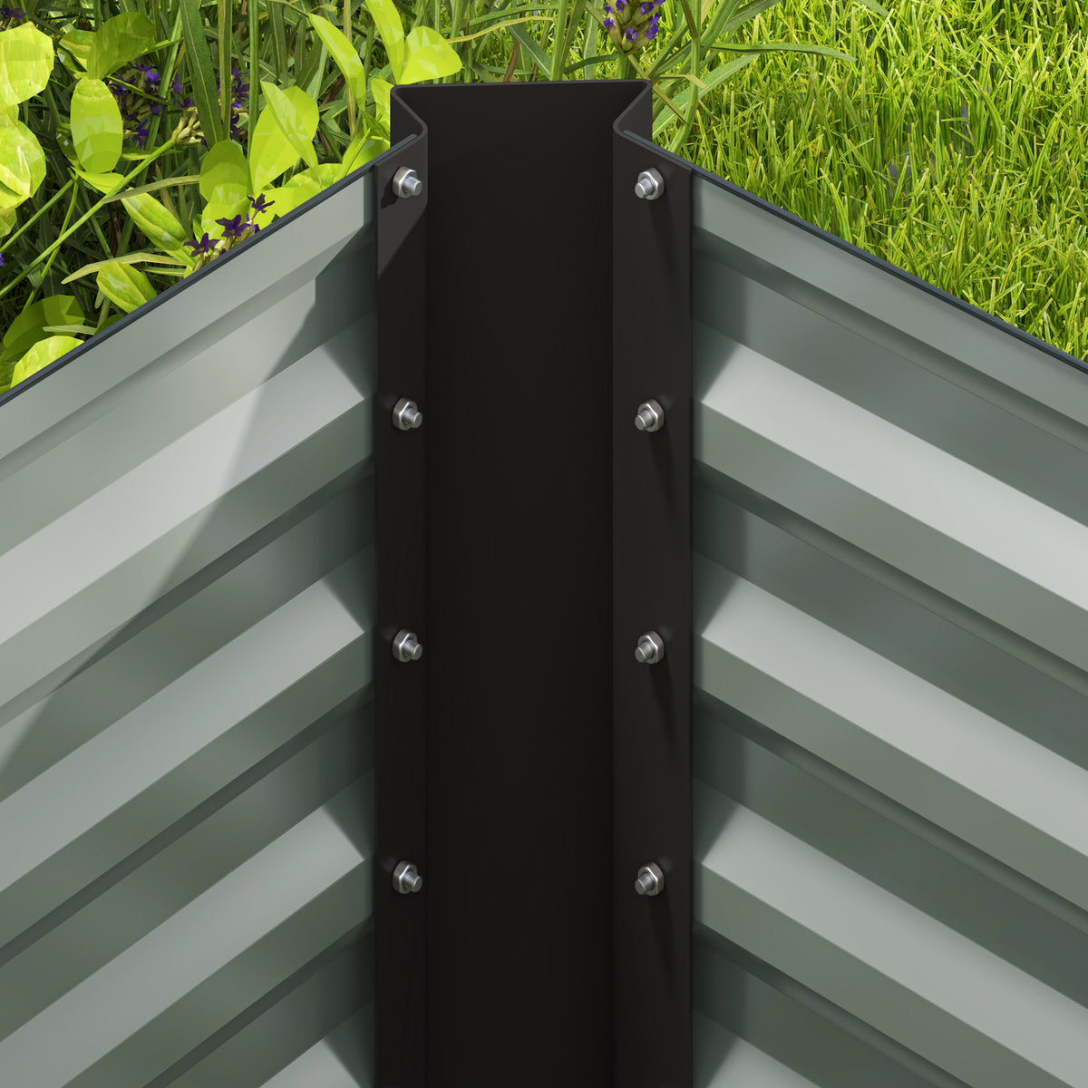 Syvät metalliset kasvatuslaatikot, 2 kpl, 120 x 60 x 60 cm, tummanharmaa