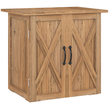 Matala puutarhakaappi magneettisalvatuilla pariovilla, 77 x 55 x 72 cm, ruskea