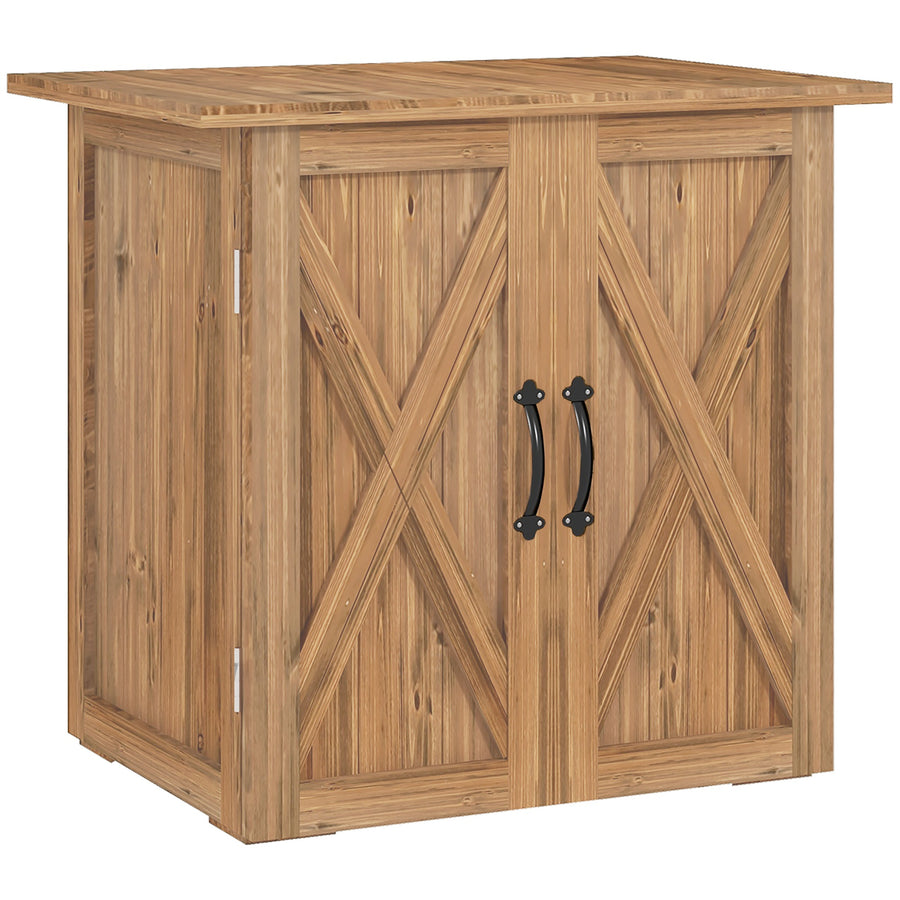 Matala puutarhakaappi magneettisalvatuilla pariovilla, 77 x 55 x 72 cm, ruskea