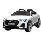 Lasten sähköauto Audi e-tron 12V, kaukosäädin, turvavyö ja musiikki, 3–5 v, valkoinen