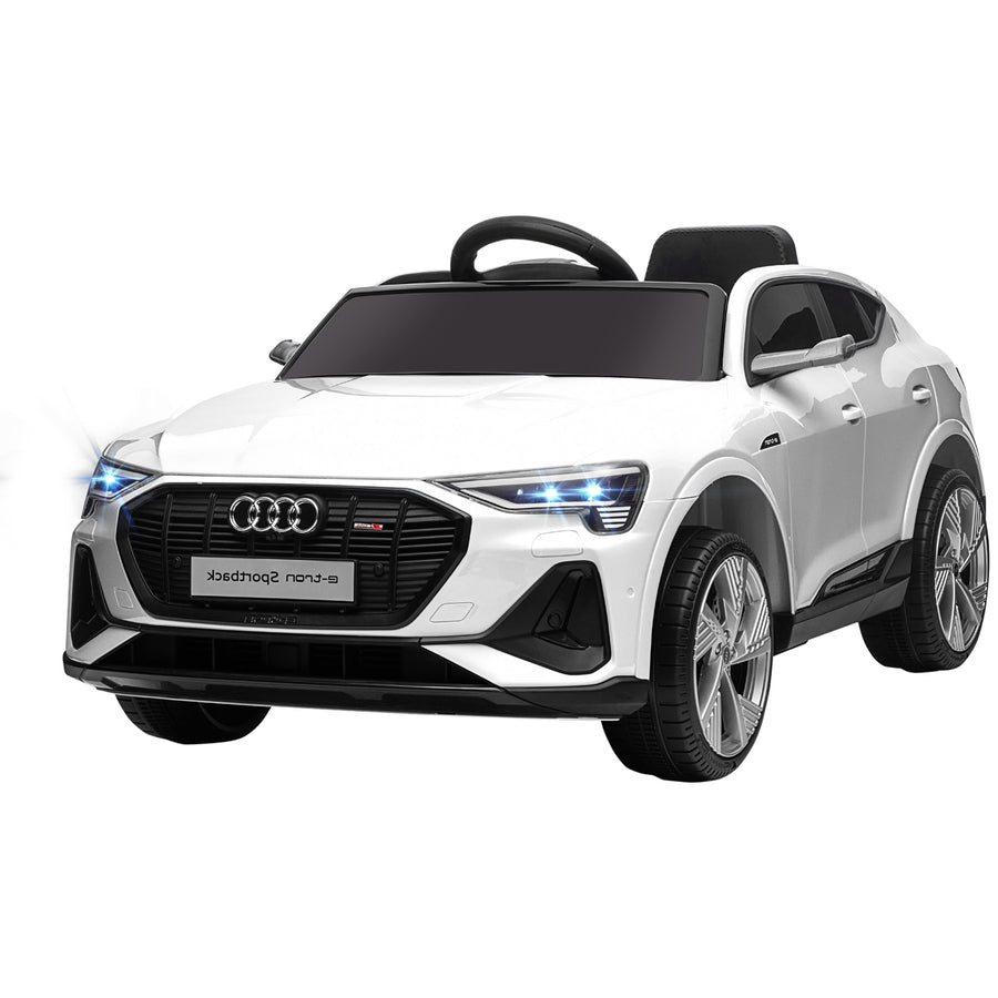 Lasten sähköauto Audi e-tron 12V, kaukosäädin, turvavyö ja musiikki, 3–5 v, valkoinen
