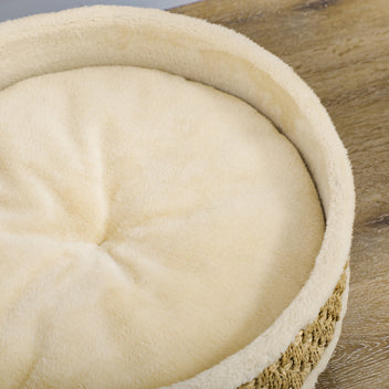 Lemmikin peti merileväpunoksella ja pestävällä tyynyllä, kissoille ja koirille, Ø 48 cm, beige