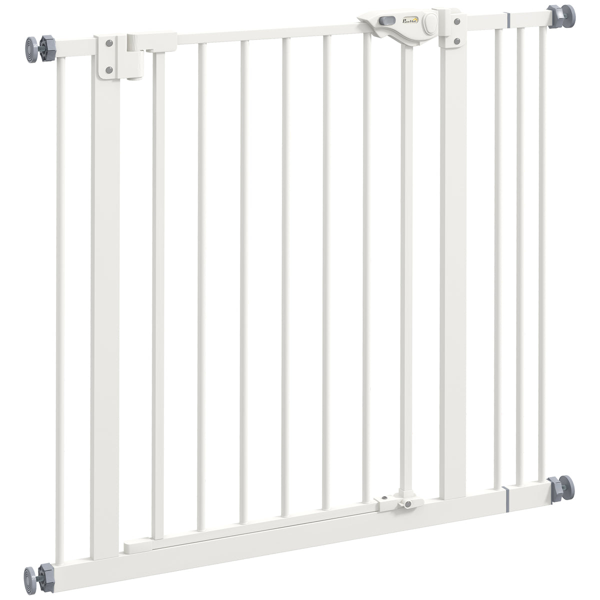 Koiraportti ilman porausta, automaattisesti sulkeutuva, leveys 74–87 cm, metalli, valkoinen