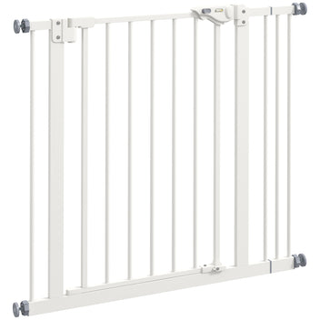 Koiraportti ilman porausta, automaattisesti sulkeutuva, leveys 74–87 cm, metalli, valkoinen
