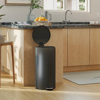 Poljinroskakori 30 l, pehmeästi sulkeutuva kansi, metallinen sisäastia, 36 x 30 x 60,5 cm, musta