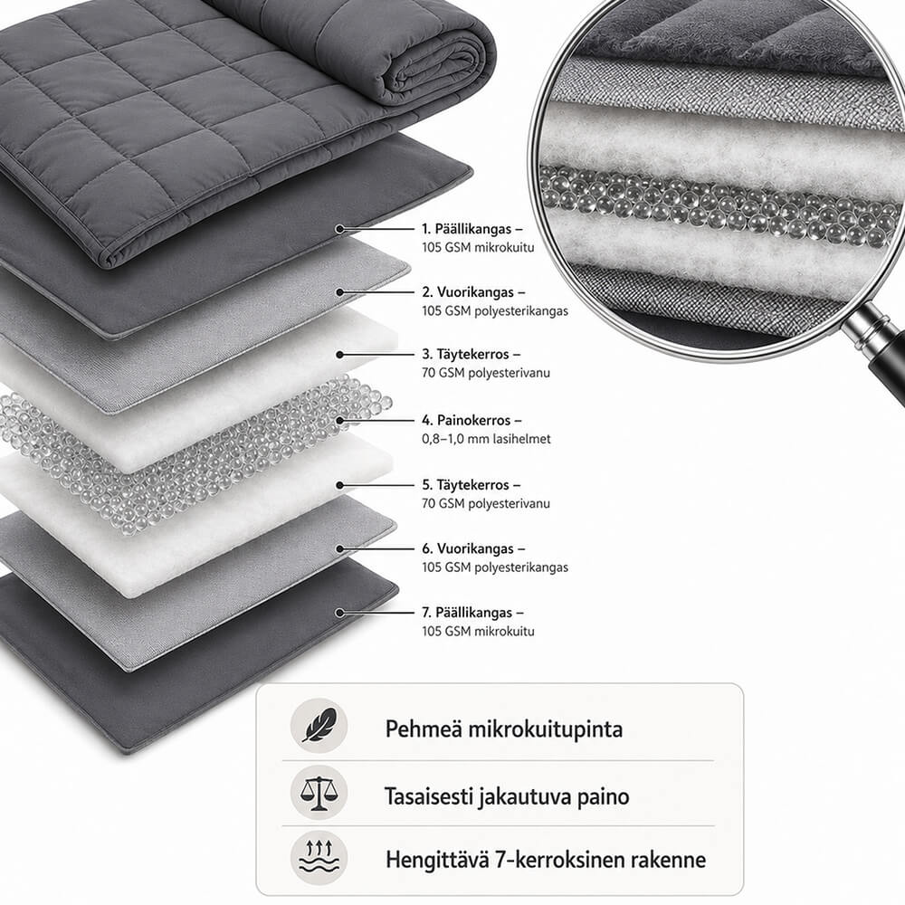 Painopeitto 11 kg, 150 x 200 cm – harmaa mikrokuitupinta