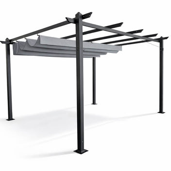 B-OUT! Pergola 3 x 4 m – avattava kattokangas, alumiinirunko, 250 g PU-polyesteri - LUE TUOTEKUVAUS