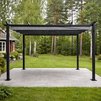 B-OUT! Pergola 3 x 4 m – avattava kattokangas, alumiinirunko, 250 g PU-polyesteri - LUE TUOTEKUVAUS