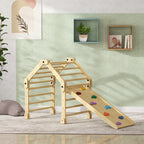 Kiipeilykolmio 3-in-1 tikkailla ja liukumäki/kiipeilyseinällä, puu, 1,5–4 v