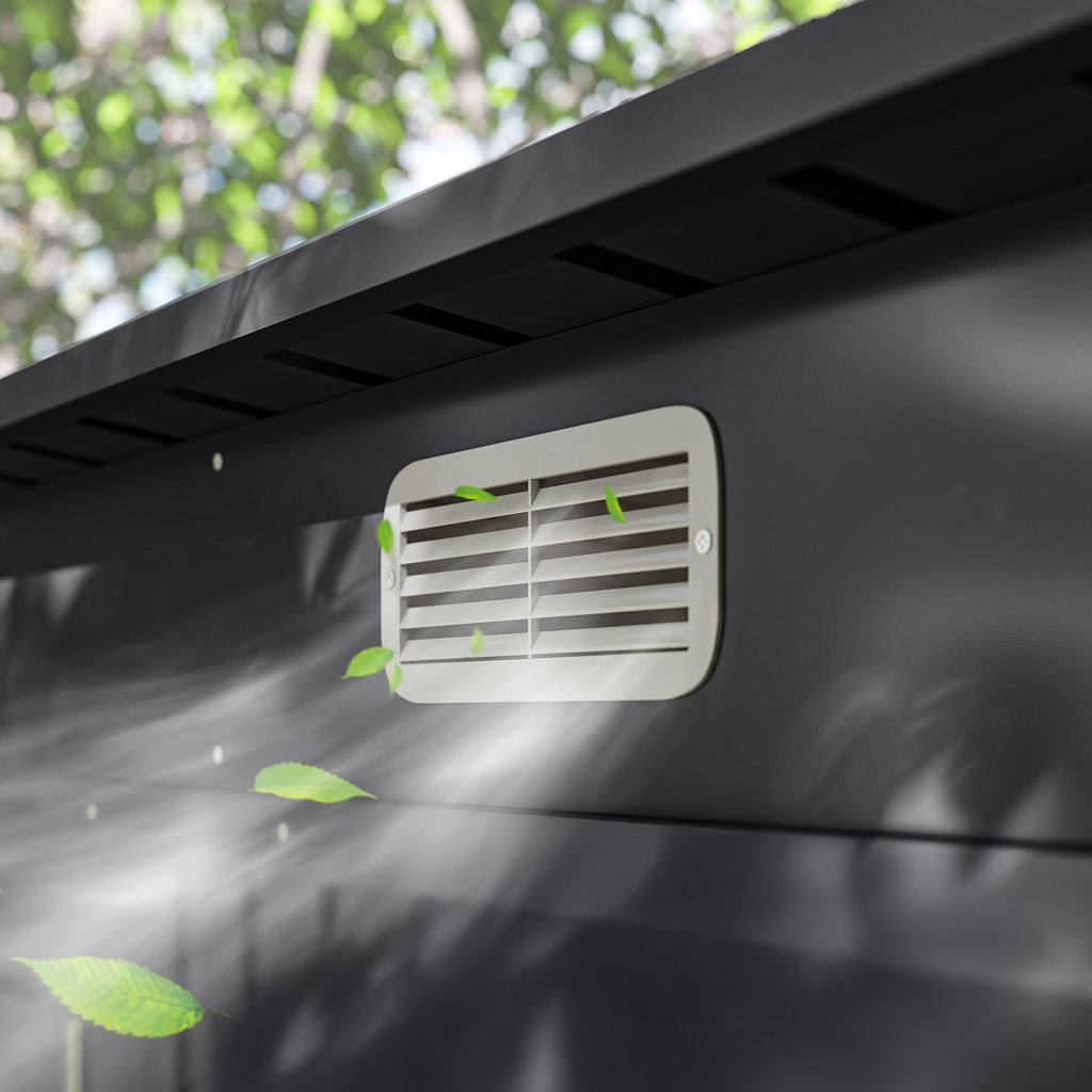 Teräksinen pihavarasto 249 x 121 x 183 cm – lukittava puutarhavaja kaksoisovilla, harmaa