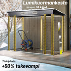 Teräksinen pihavarasto 249 x 121 x 183 cm – lukittava puutarhavaja kaksoisovilla, harmaa