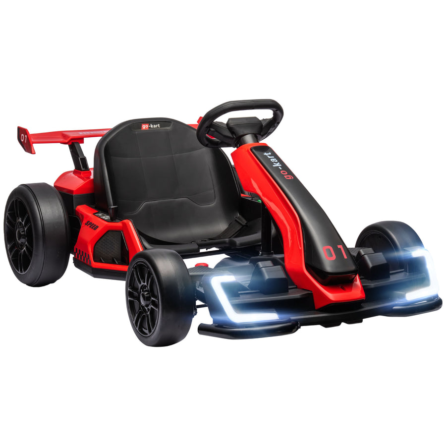 Lasten sähkökartingauto 24V driftitoiminnolla, kaksi moottoria, 6–12 km/h, punainen/musta