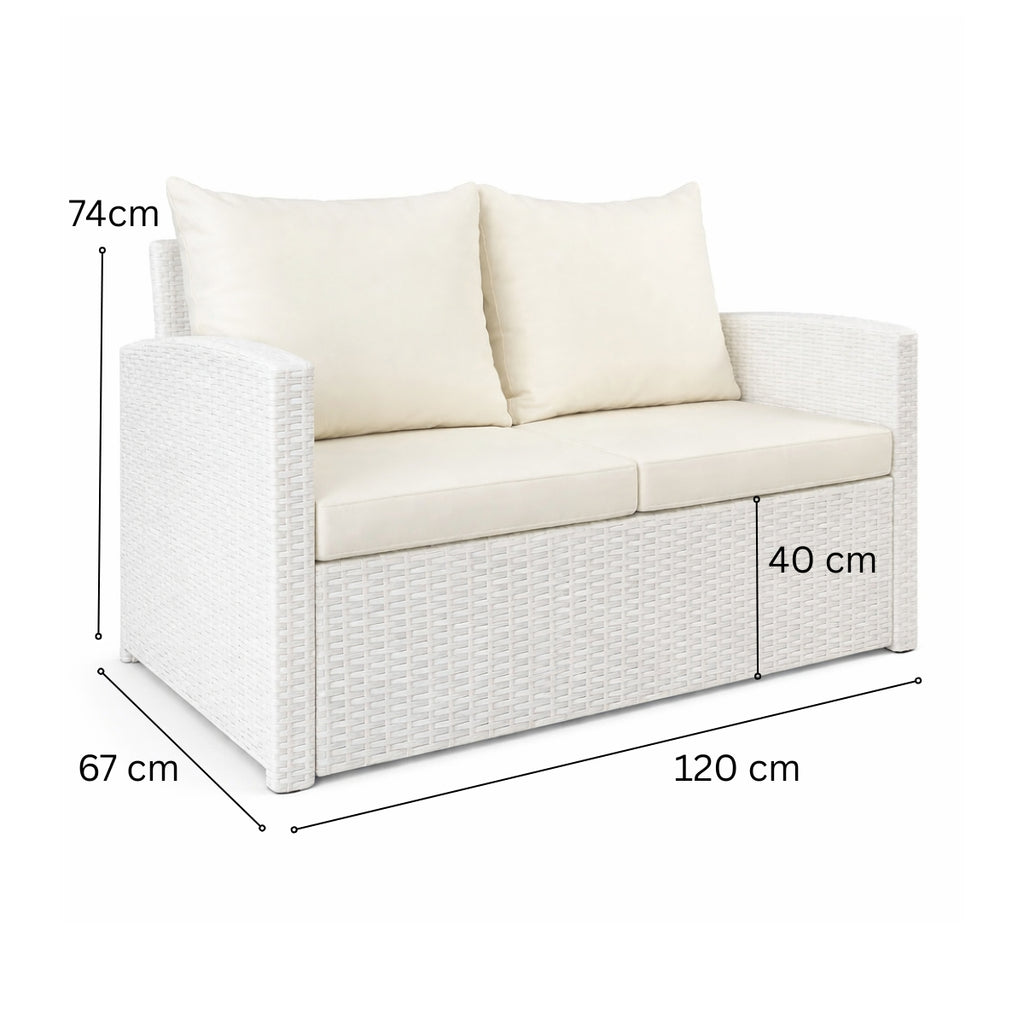 2-istuttava polyrottinkisohva 120 cm EMMI, Valkoinen/beige