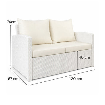 Lund & Leaf 2-sitsig soffa i konstrotting 120 cm EMMI, vit/beige