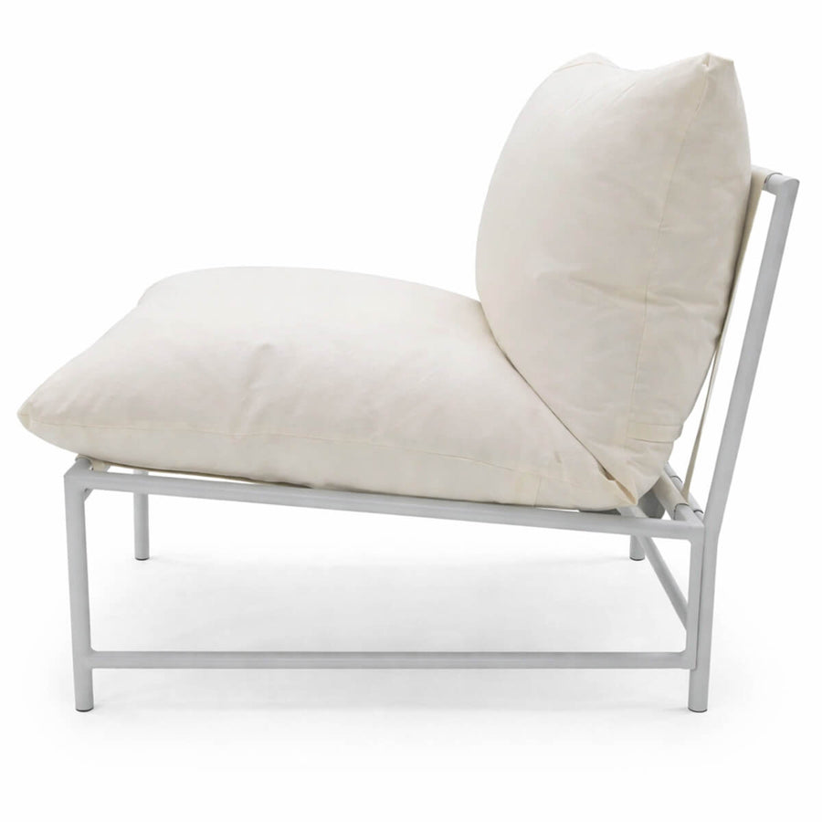 Trädgårdsstol AINO 80 x 70 x 60 cm – 10 cm stoppning, stålram, vit/beige