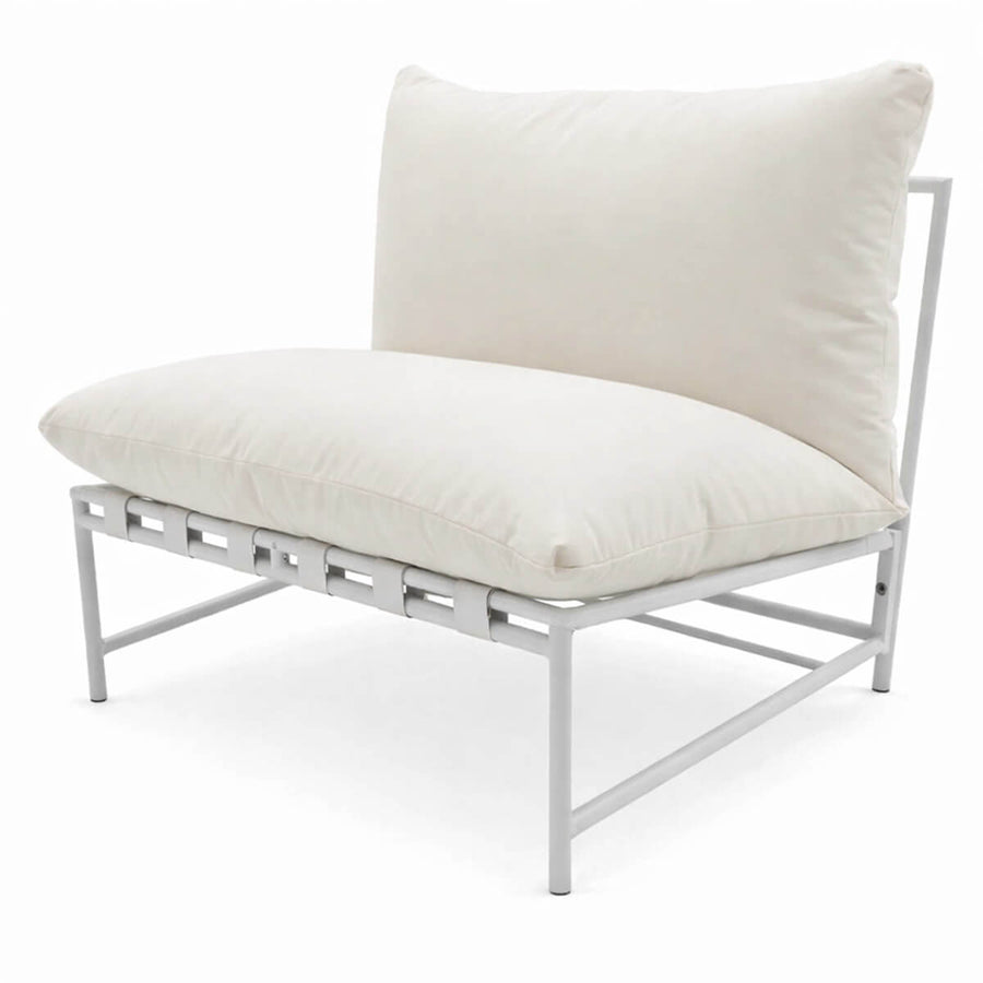 Trädgårdsstol AINO 80 x 70 x 60 cm – 10 cm stoppning, stålram, vit/beige