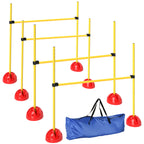 Koiran agility-hyppyesteet 4 kpl, korkeus 15–95 cm, täytettävät jalustat, kantolaukku, keltainen