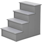 Lemmikin portaat 4 askelmaa, liukumaton lyhytnukka, 30 kg asti, 40 x 59 x 54,2 cm, harmaa