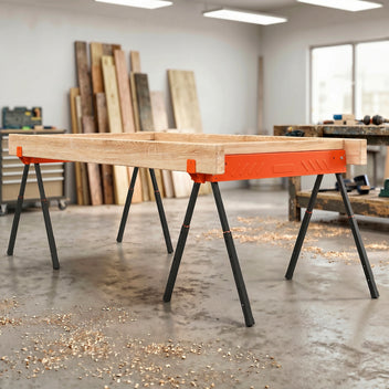Sahapukki 2 kpl, korkeussäädettävä 71–85,5 cm, 2x4-kiinnike, kantavuus 500 kg, oranssi