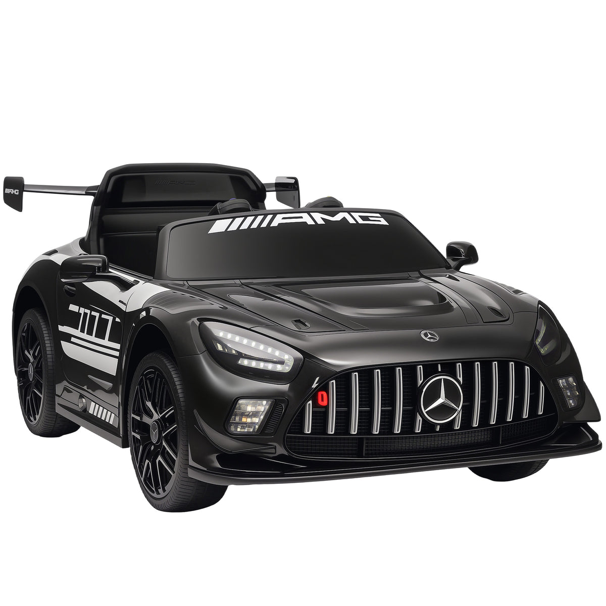 Lasten sähköauto Mercedes-AMG 12V, kaukosäädin, LED ja langaton musiikki, 3–8 v, musta