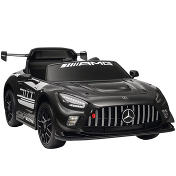 Lasten sähköauto Mercedes-AMG 12V, kaukosäädin, LED ja langaton musiikki, 3–8 v, musta