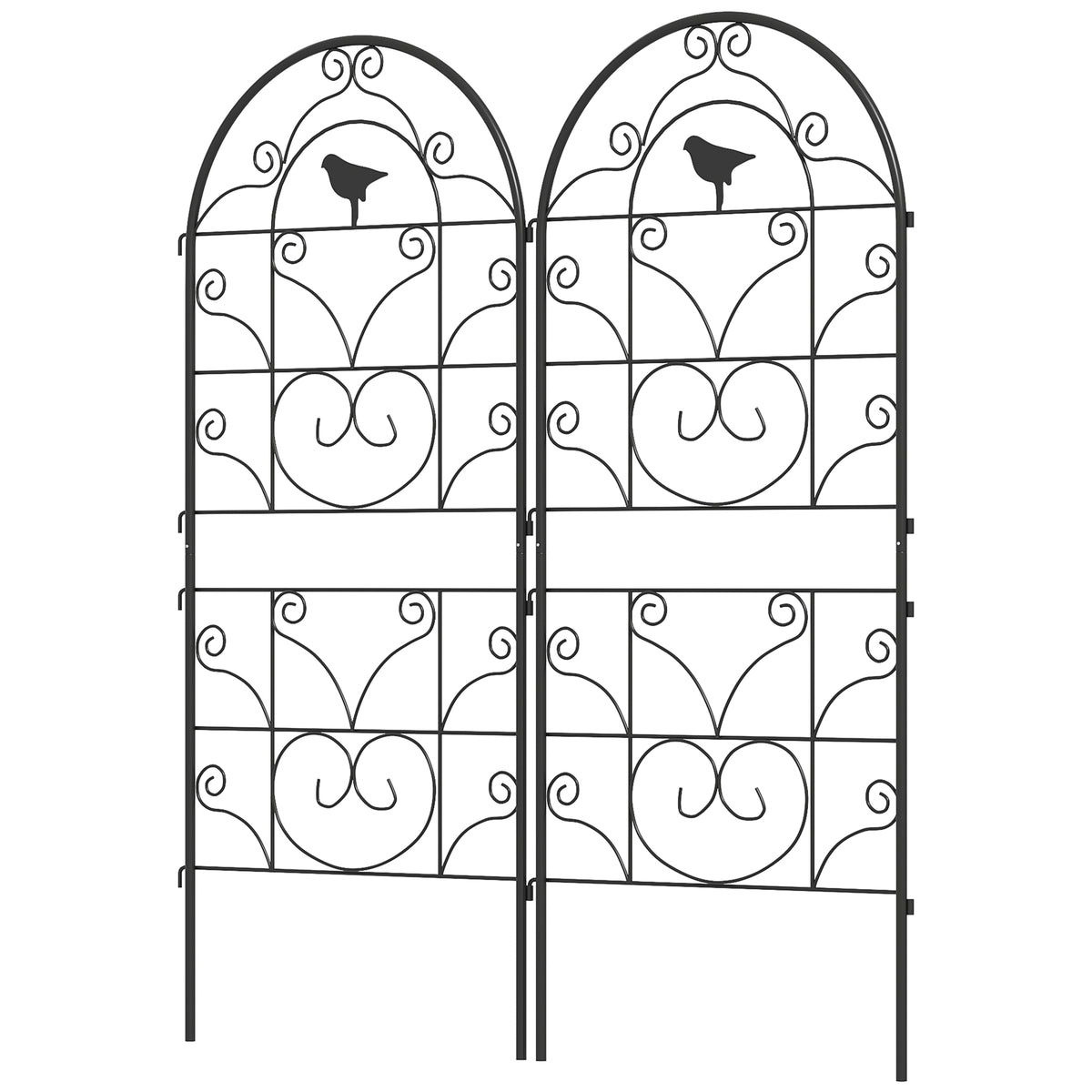 Metallisäleiköt lintukoristeilla, 2 kpl, 50 x 120 cm, musta