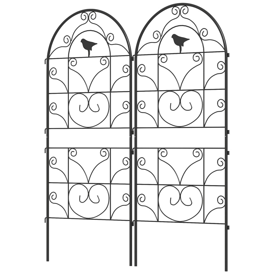 Metallisäleiköt lintukoristeilla, 2 kpl, 50 x 120 cm, musta