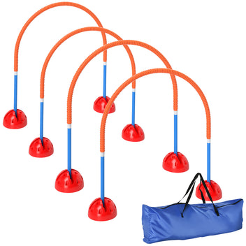 Koiran agility-portit 4 kpl, leveys säädettävä 95–114 cm, täytettävät jalustat, sininen/oranssi