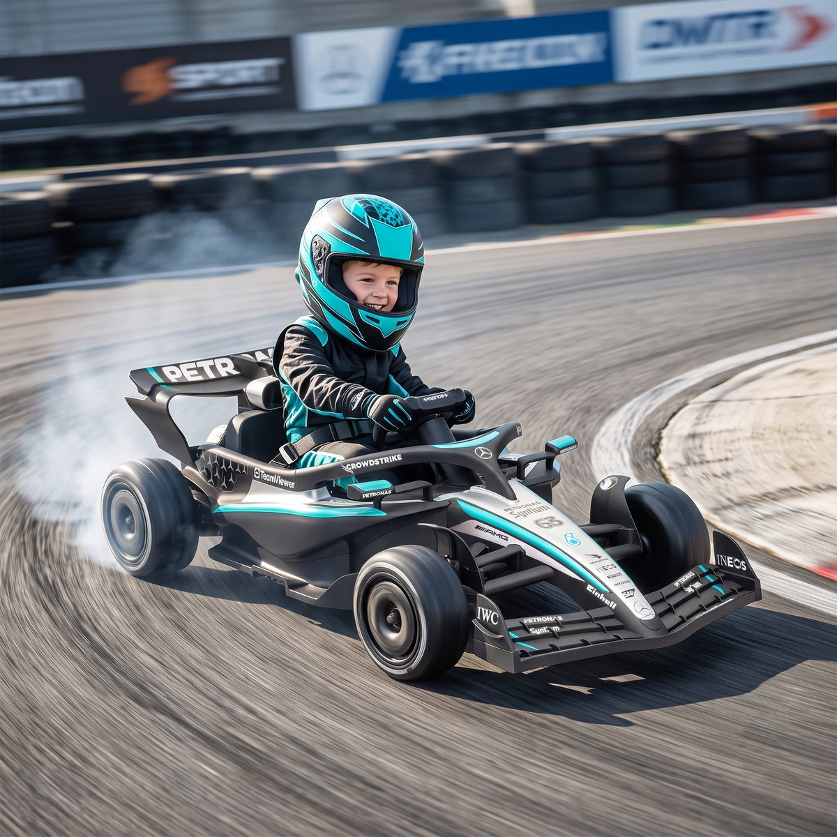 Lasten sähkökartingauto Mercedes-AMG Petronas F1, litiumakku, kaukosäädin, 3–5 v