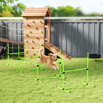 Koiran agility-esteet 4 kpl, korkeus säädettävä, kantolaukku, 99 x 65 x 94 cm, vihreä