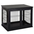 Koiran häkkipöytä kahdella ovella, MDF ja metalli, 30 kg asti, 81 x 58,5 x 66 cm, musta