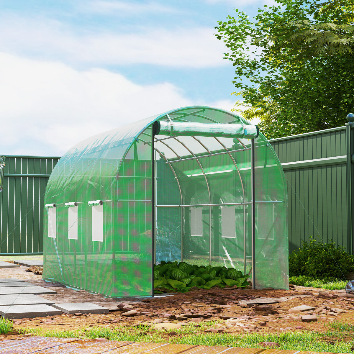 Vahvistettu tunnelikasvihuone 170 g/m² katteella, 3 x 2 x 2 m, vihreä