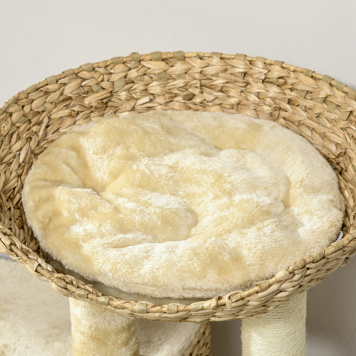 Kissan raapimispuu pesällä, pedillä ja rampilla, 98 cm, luonnonväri/beige