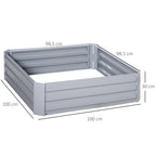 Metalliset kasvatuslaatikot avoimella pohjalla, 2 kpl, 100 x 100 x 30 cm, harmaa