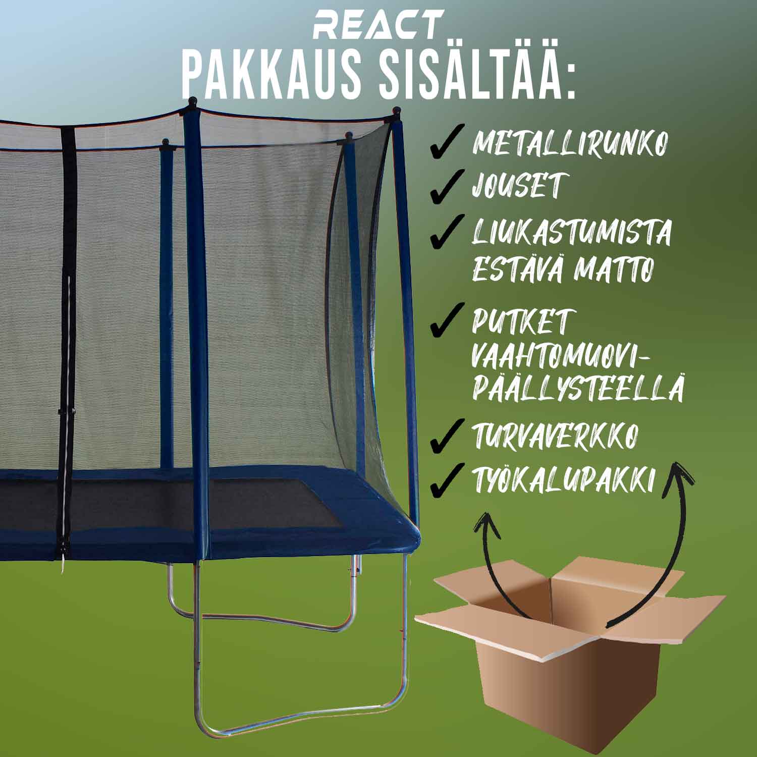 REACT TRAMPOLIINI SUORAKAIDE 163X216 CM