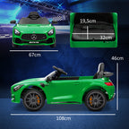 Lasten sähköauto Mercedes-AMG GT R 12V, kaukosäädin, valot ja musiikki, 3–6 v, vihreä