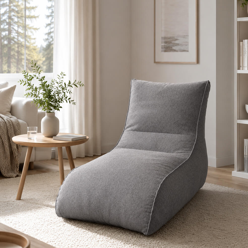 Säkkituoli Lounge 130 cm harmaa – vaahtomuovirouhetäyte