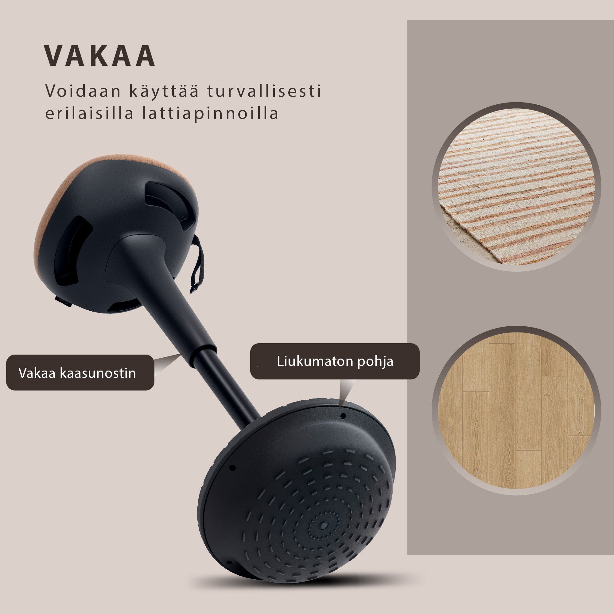 Keinuva satulatuoli, Korkeudensäätö, 34 x 34 x 68.5-83.5 cm, Ruskea