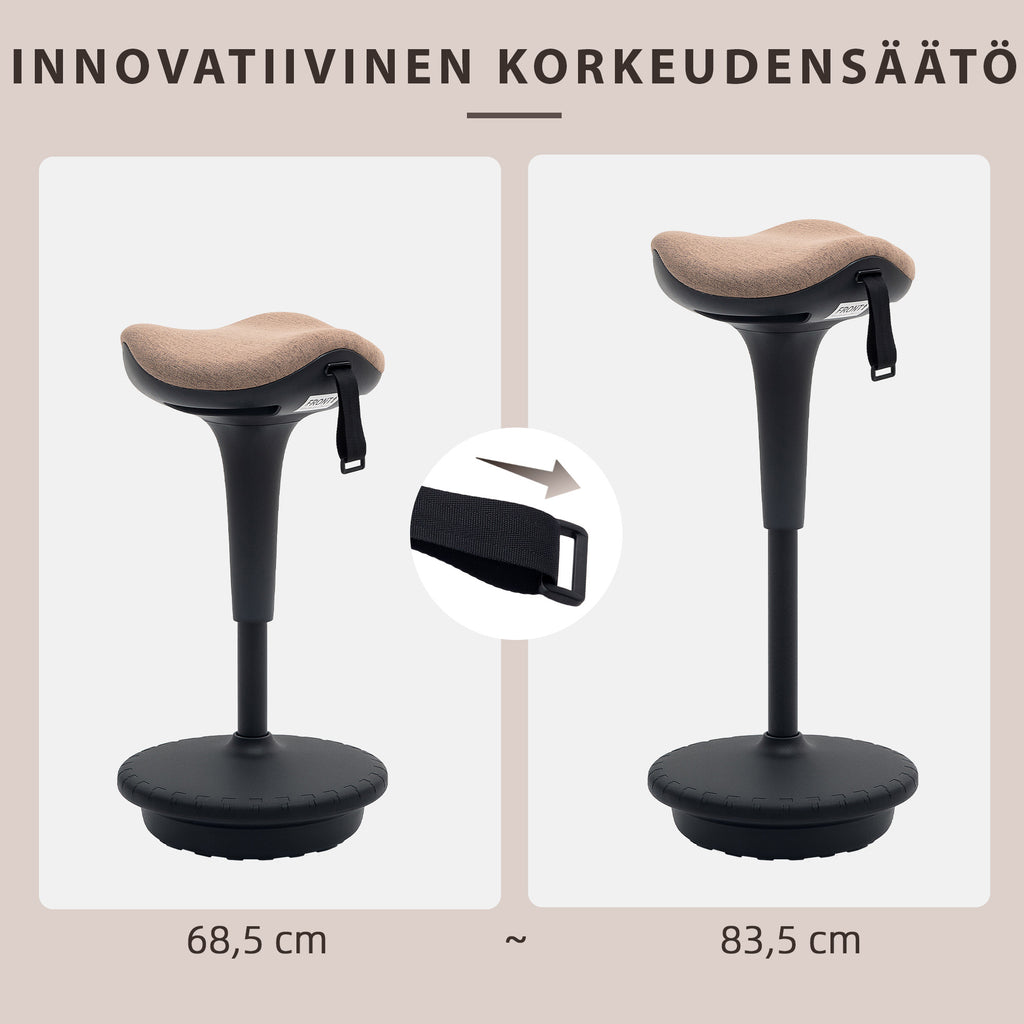 Keinuva satulatuoli, Korkeudensäätö, 34 x 34 x 68.5-83.5 cm, Ruskea